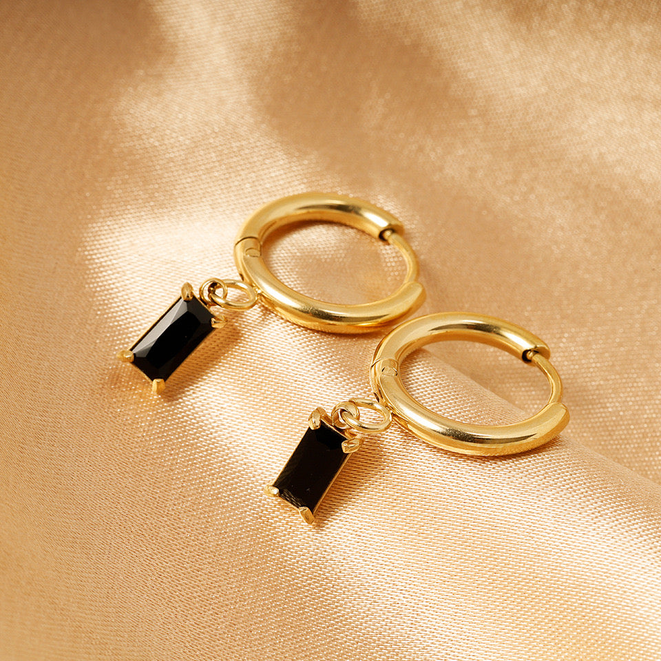Zircon dangling earrings