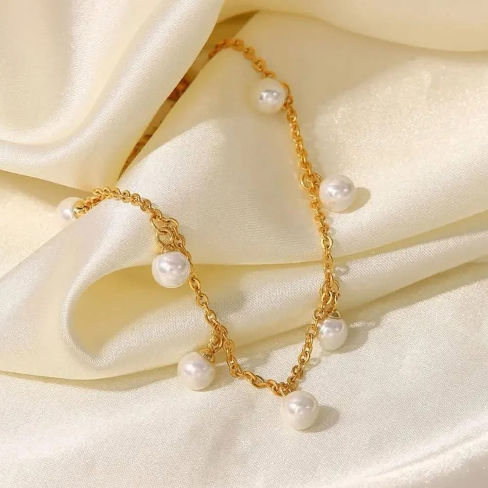 Plated pearls anklet