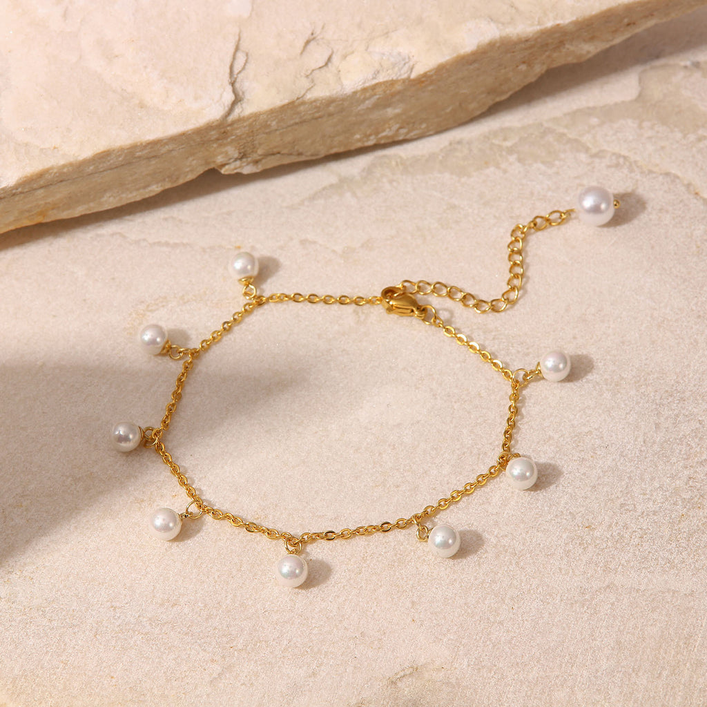Plated pearls anklet