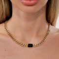 Plating rectangle zircon necklace